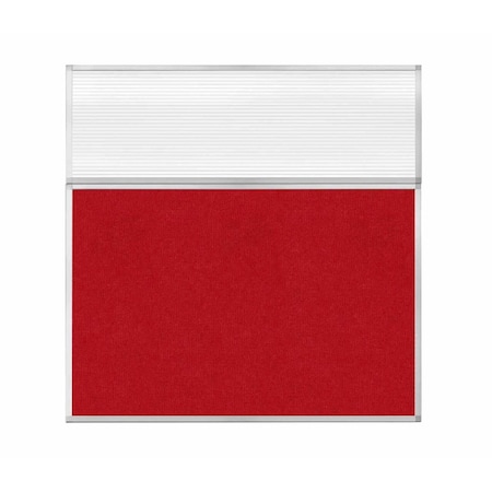 Versare Hush Panel Configurable Cubicle Partition 6' x 6' W/ Window Red Fabric Clear Fluted Window 1852350-1